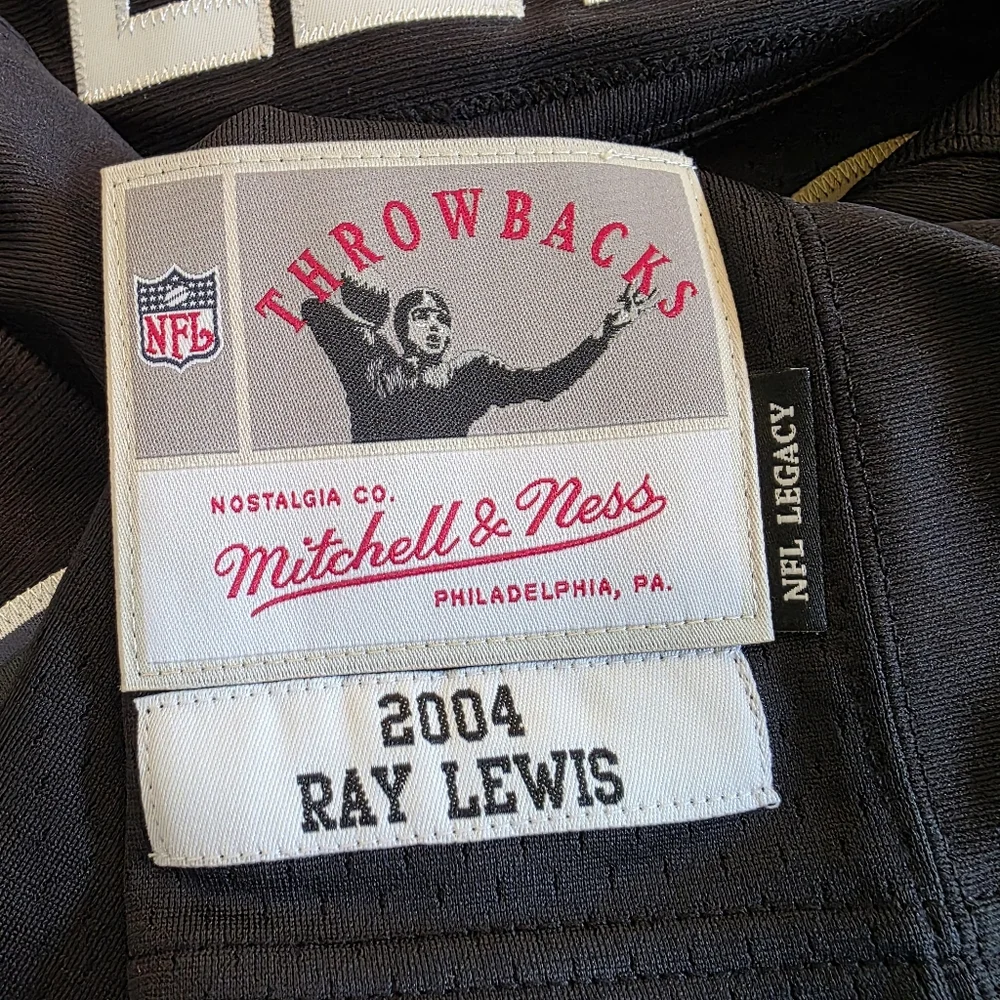 Mitchell & Ness Baltimore Ravens Ray Lewis #52 NFL Legacy Jersey 48 XL Throwback - Picture 8 of 12